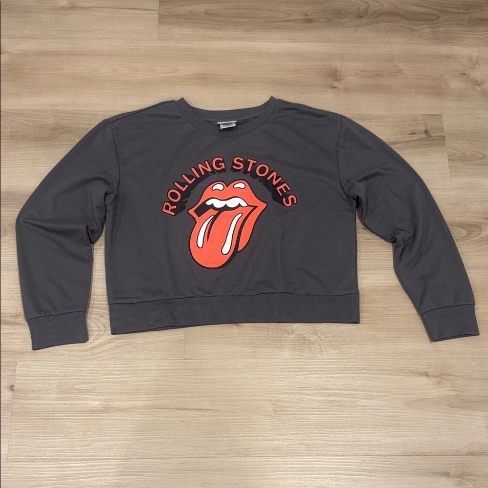 Rolling Stones medium Gray crop top Sweatshirt